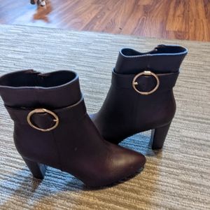 Burgundy leather boots
